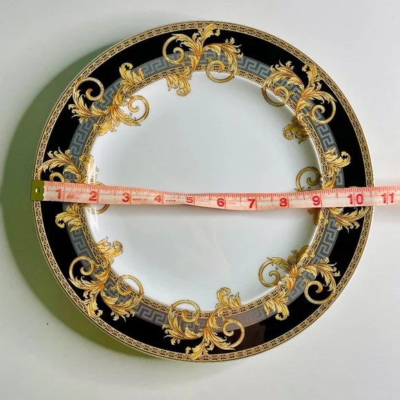 Versace x Rosenthal Prestige Gala Black Gold Silver Pattern Dinner Plate 10.5" - Picture 6 of 12